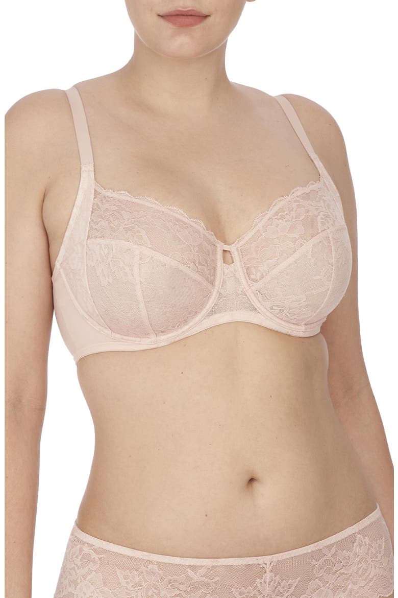 Statement Lace Side Support Bra, Main, color, Cameo Rose/Cashmere