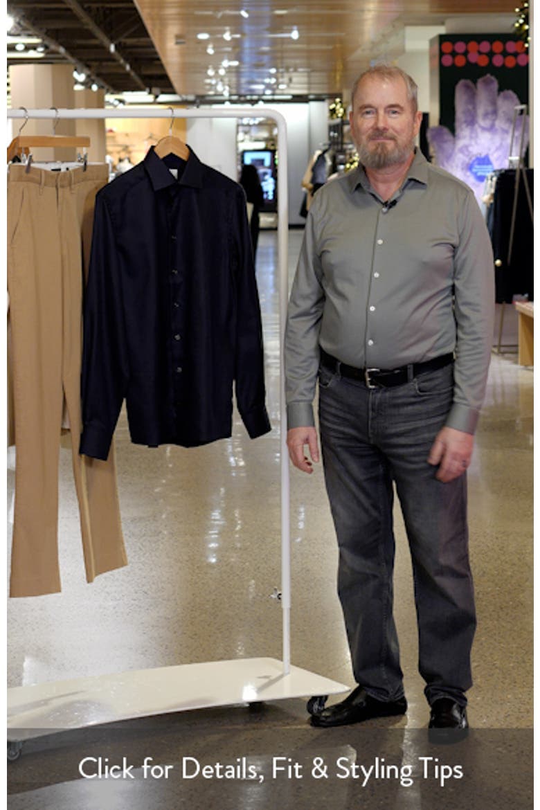 Contemporary Fit Black Diagonal Weave Cotton Dobby Dress Shirt video