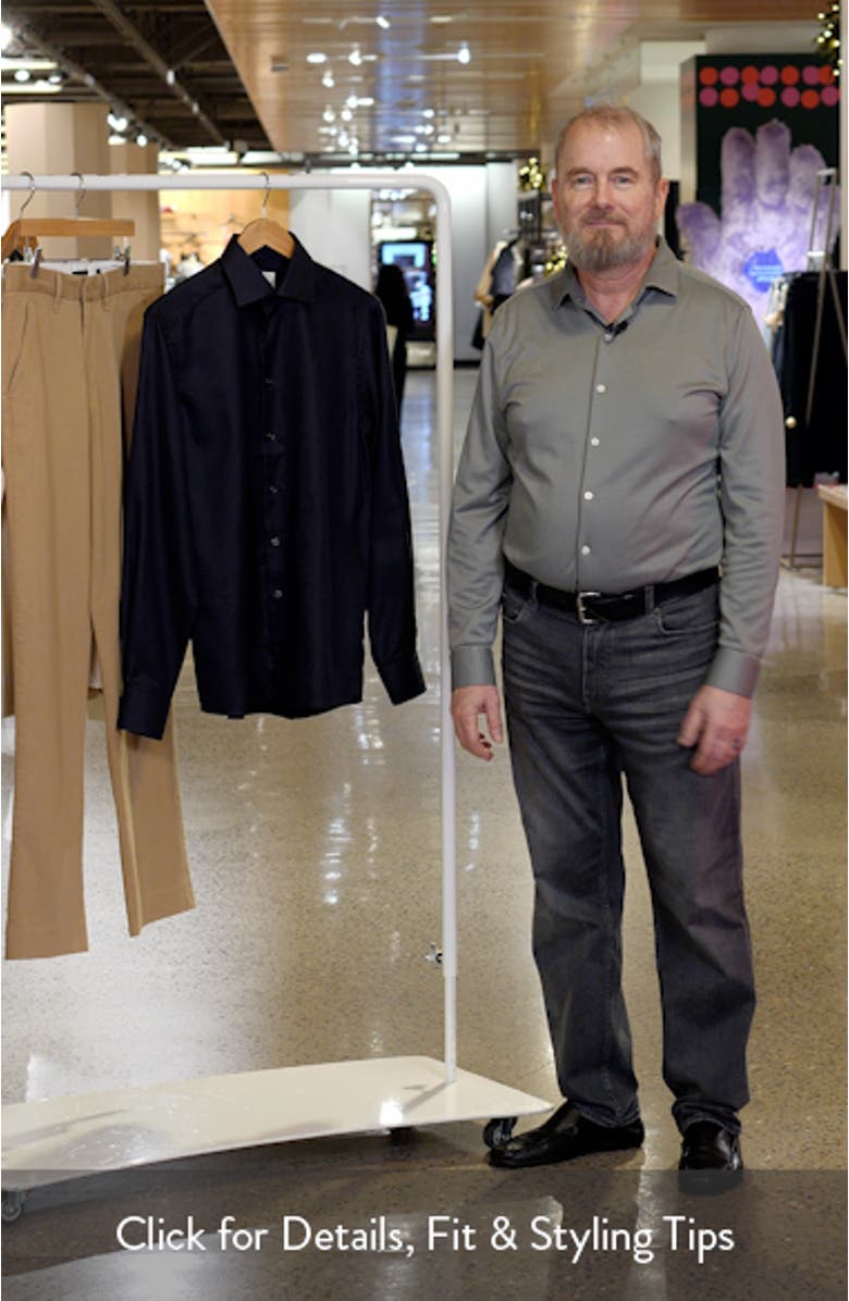 Contemporary Fit Black Diagonal Weave Cotton Dobby Dress Shirt, sales video thumbnail