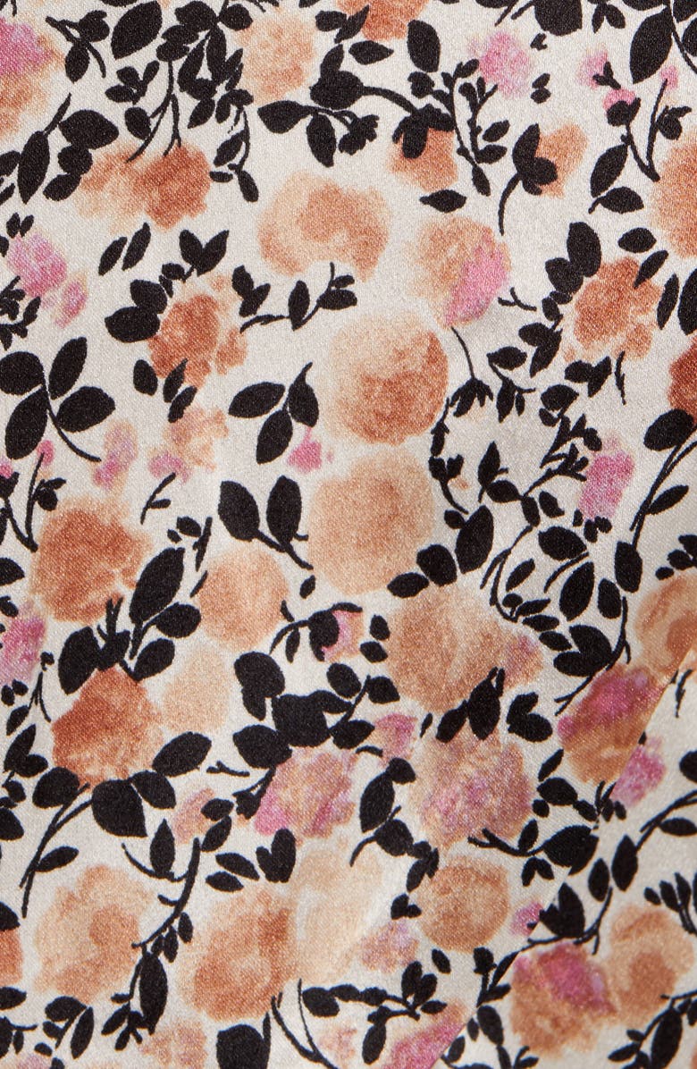 Leith Floral Ditsy Long Sleeve Satin Wrap Dress, Alternate, color, 