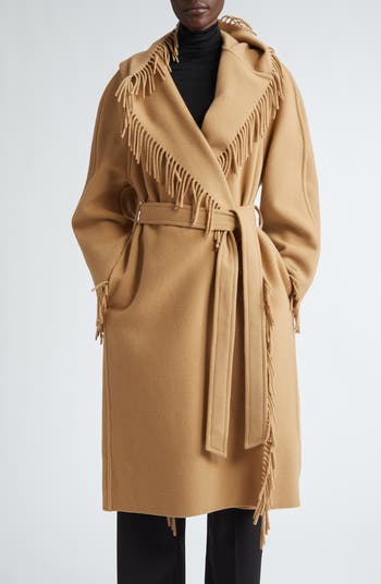 【送料&関税込】Balenciaga Fringed Coat Balenciaga Fringe Wool Hooded Wrap Coat | Nordstrom