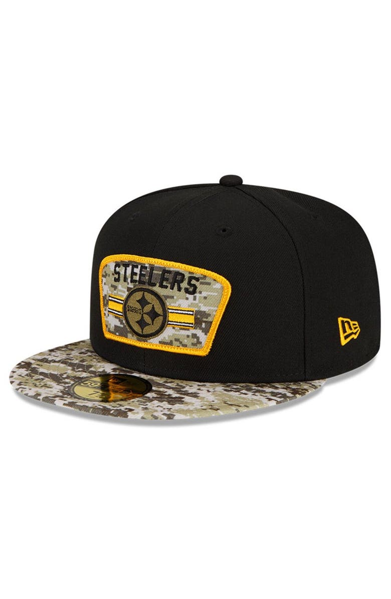 New Era Men's New Era Black/Camo Pittsburgh Steelers 2021 Salute To Service 59FIFTY Fitted Hat, Alternate, color, 