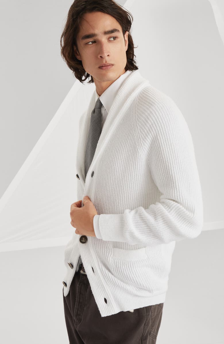 Brunello Cucinelli English rib knit cardigan, Alternate, color, 