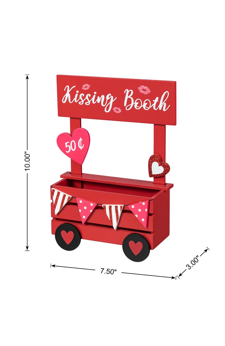 Glitzhome 10"H Valentine
s Wooden KISSING BOOTH Table Decor, Alternate, color, Red
