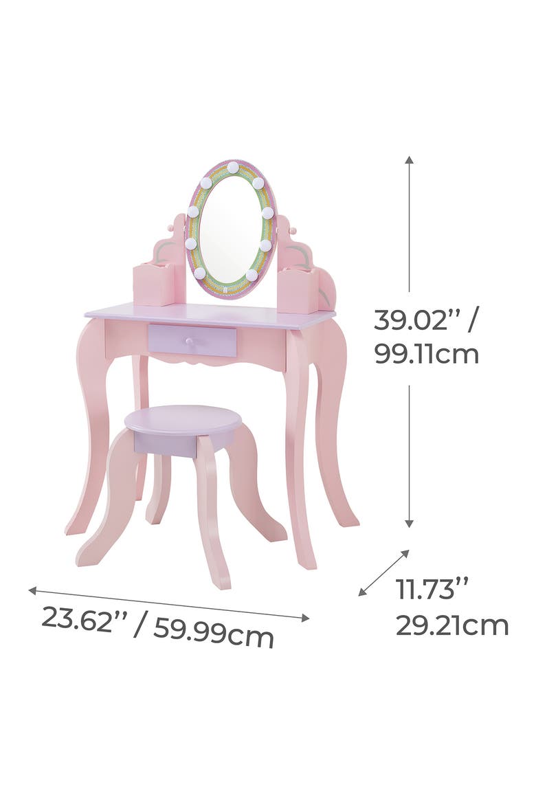 Fantasy Fields Little Princess Rapunzel Vanity Play Set with LED Mirror, Alternate, color, PINK