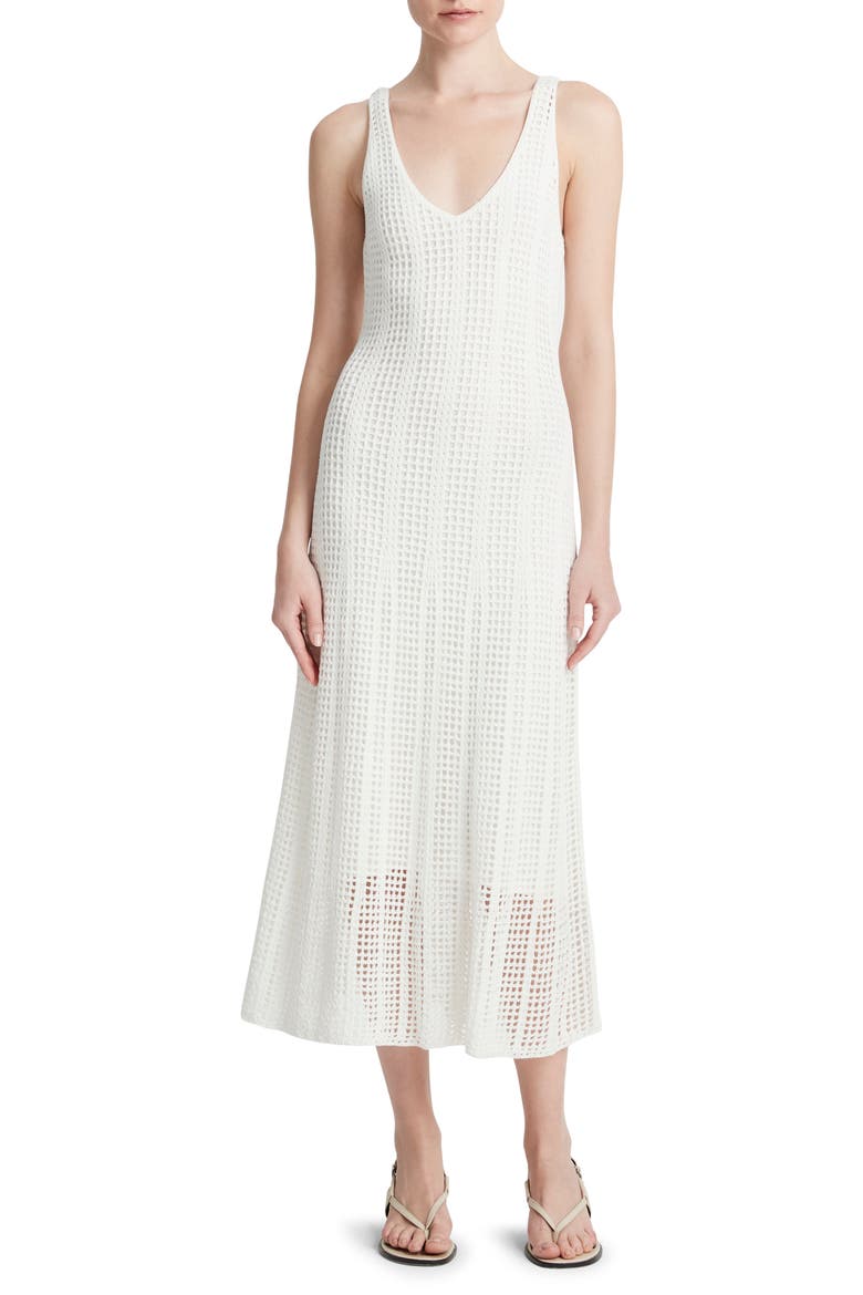 Open Stitch Cotton Knit Dress, Main, color, OFF WHITE