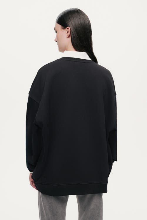 Nocturne Woven Text Logo Sweatshirt In Black