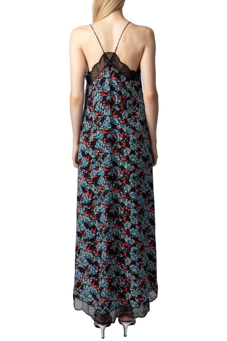 Ristyl Thunder Lace Trim Crêpe de Chine Slipdress, Alternate, color, NOIR