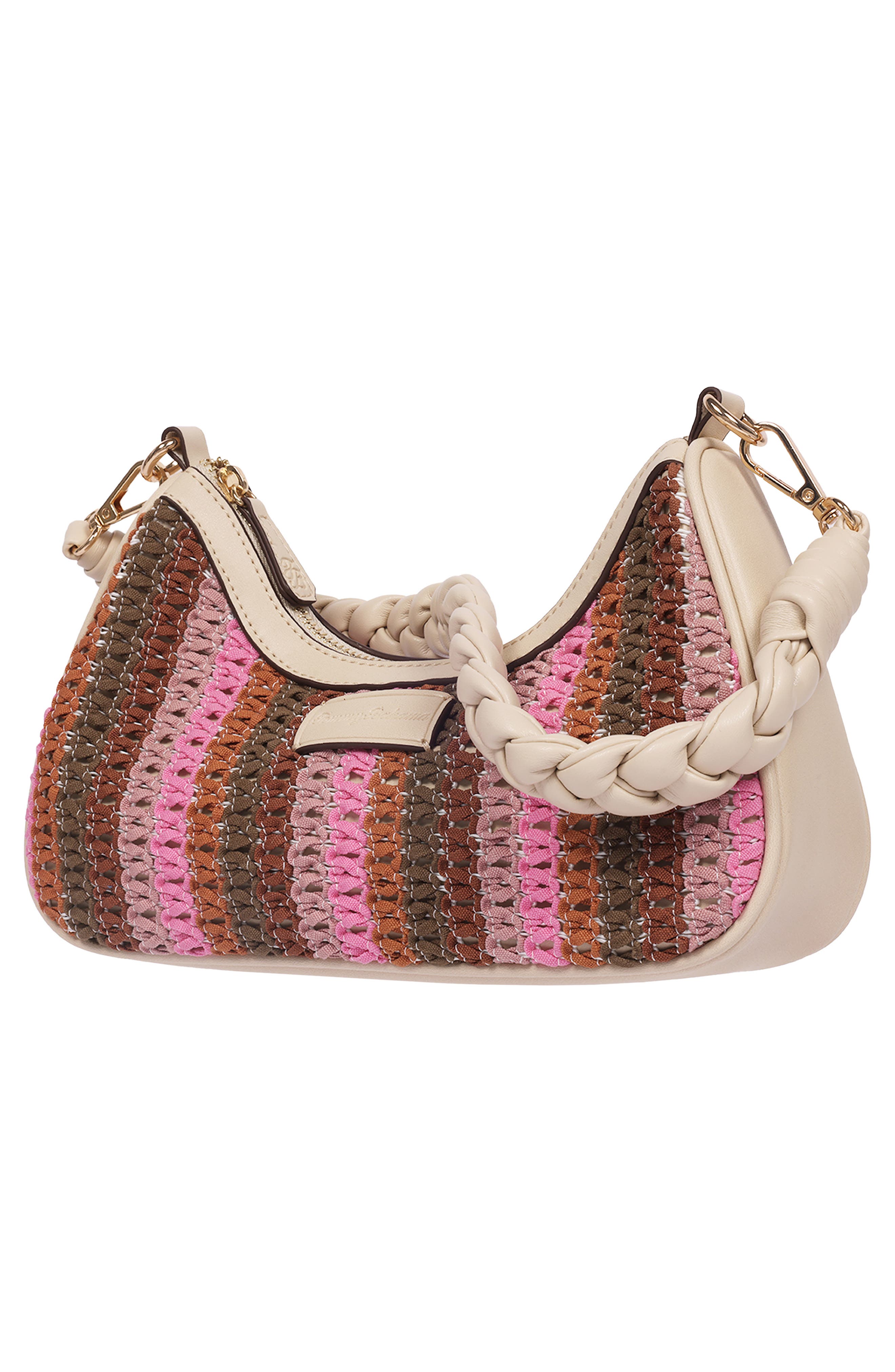 Tommy Bahama Woven Ribbon Zip Top Shoulder Bag, Alternate, color, Cream