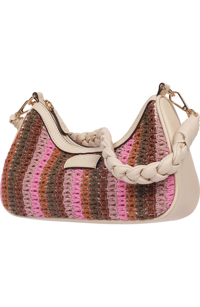 Tommy Bahama Woven Ribbon Zip Top Shoulder Bag, Alternate, color, Cream