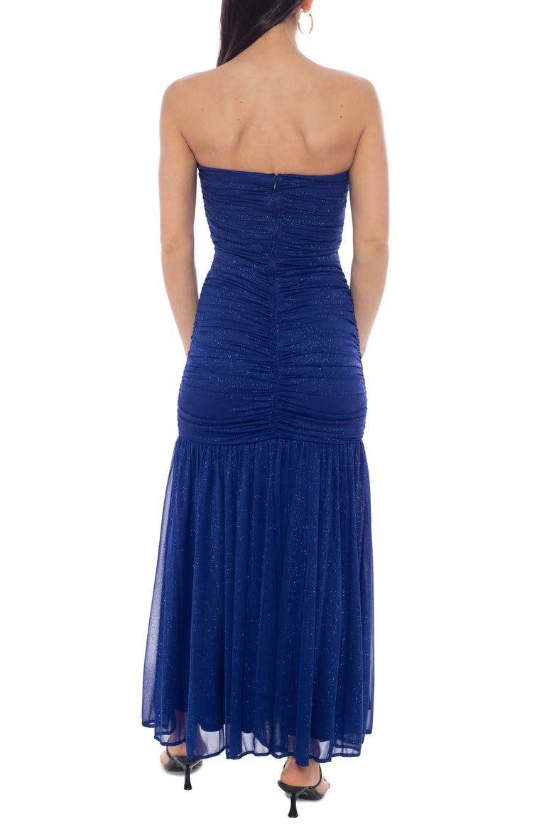 Glitter Ruched Strapless Gown, Alternate, color, ROYAL