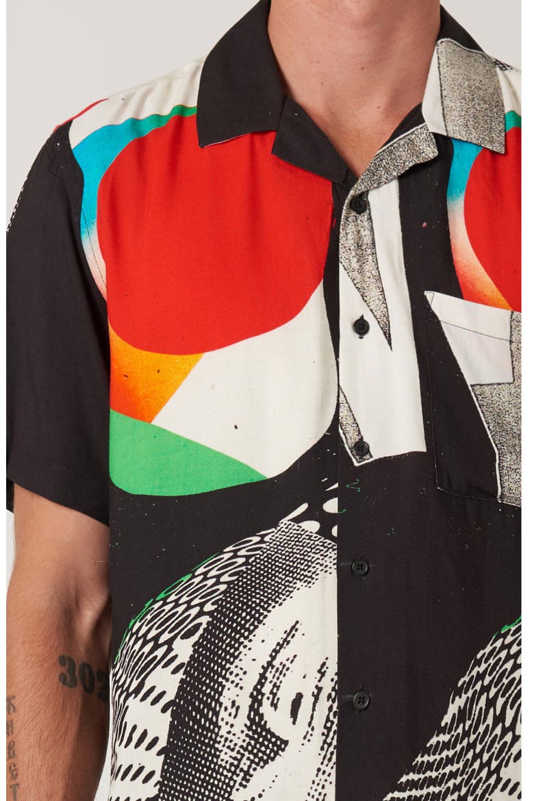 Turrell Art Print Camp Shirt, Alternate, color, BLACK ART