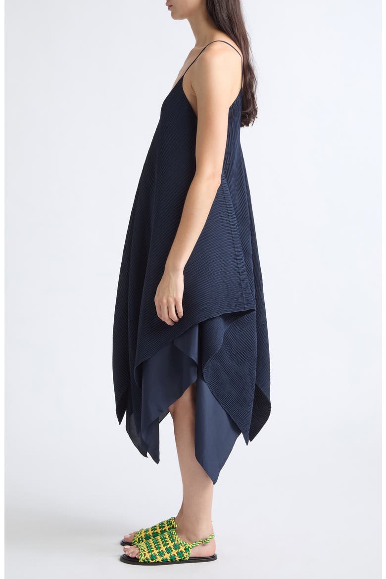 Pleated Layered Slipdress, Alternate, color, NAVY