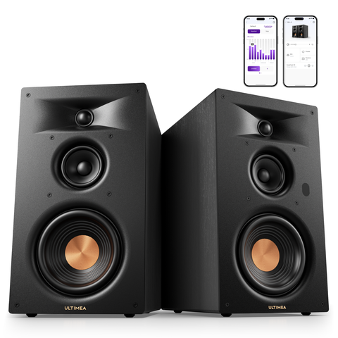 ULTIMEA BS-3 3-Way Bluetooth Bookshelf Speakers with HDMI ARC, 70W RMS, 5.25" Woofer, App Control
