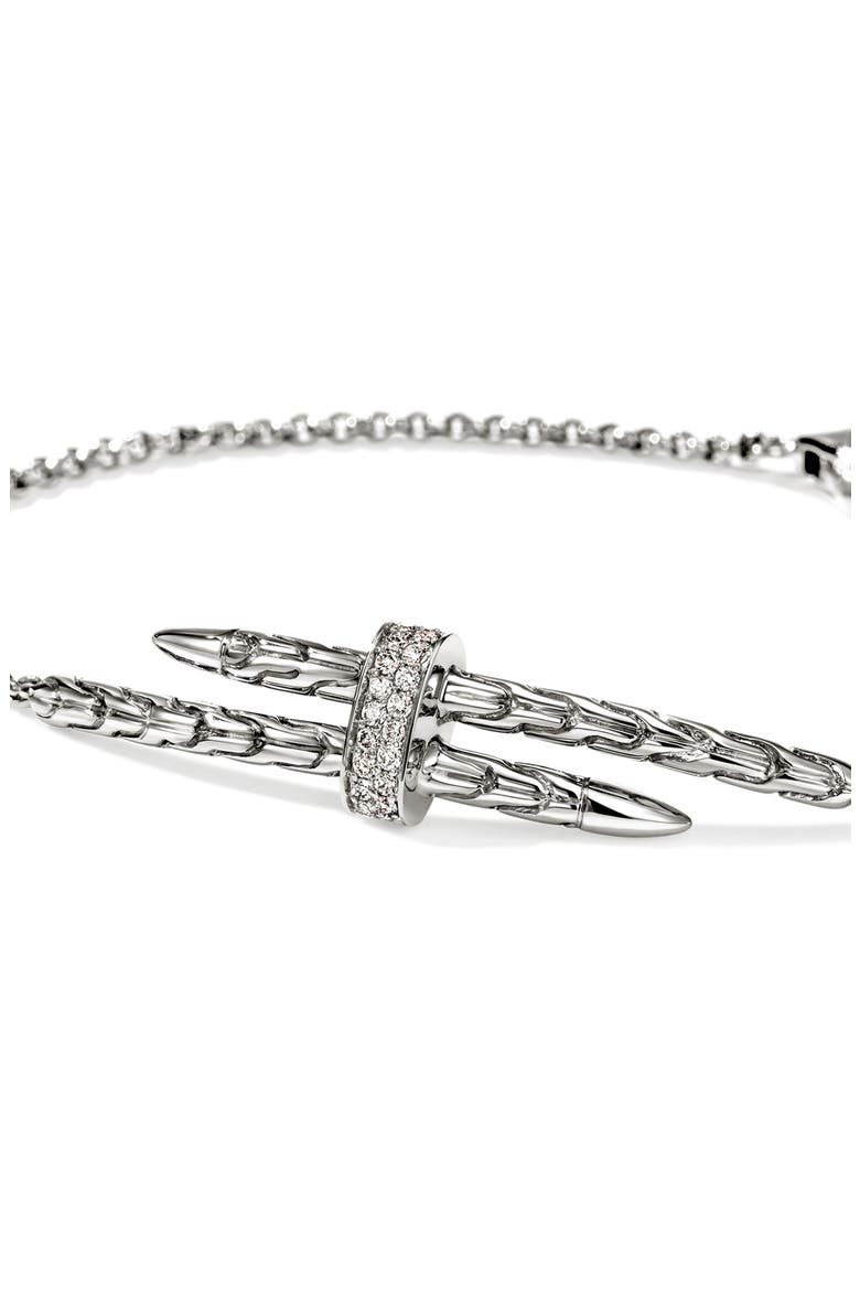 Pavé Diamond Spear Station Bracelet, Alternate, color, SILVER