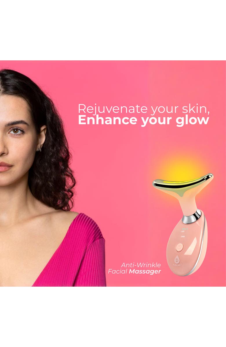 PURSONIC 7-in-1 LED Light Therapy Beauty Device - Red Light Therapy Face & Neck Sculpting Wand, Alternate, color, Pink