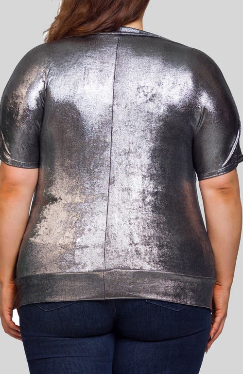 24seven Comfort Apparel Cowl Neck Top In Silver
