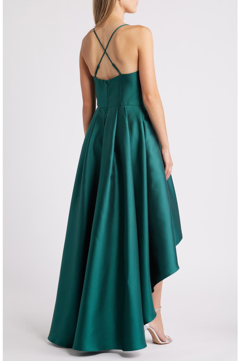 Embellished Mikado High-Low Cocktail Dress, Alternate, color, EME