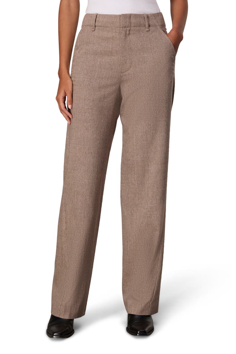 Shea Plaid Stretch Wool Straight Leg Pants, Main, color, CAMELPLD