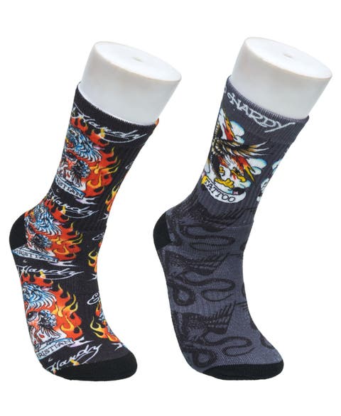 Flaming Eagle 360 Print Full Cushion Crew Sock 2-Pack