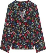 Zadig & Voltaire Torny Virgin Garden Print Split Neck Top