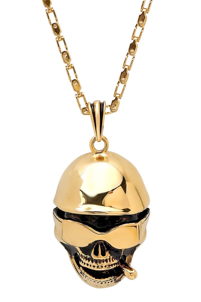 Men's Skull Pendant Necklace, Main, color, GOLD