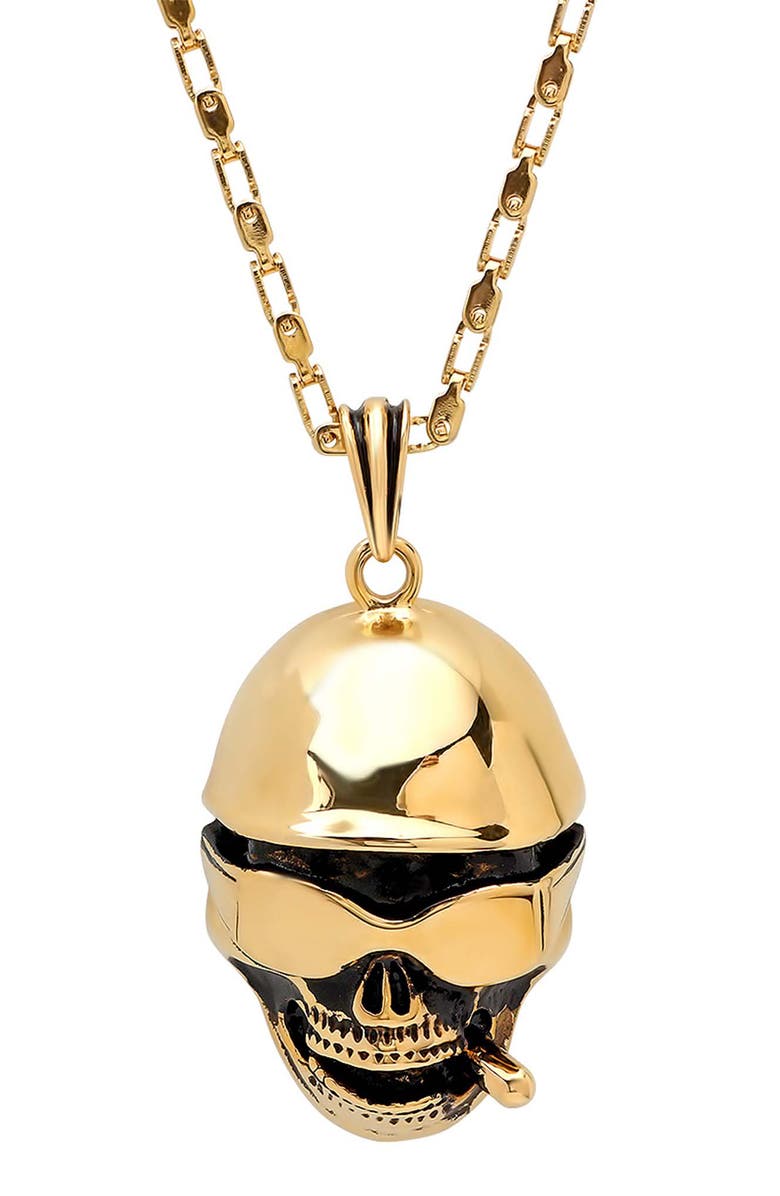 STEELTIME Men's Skull Pendant Necklace, Main, color, Gold
