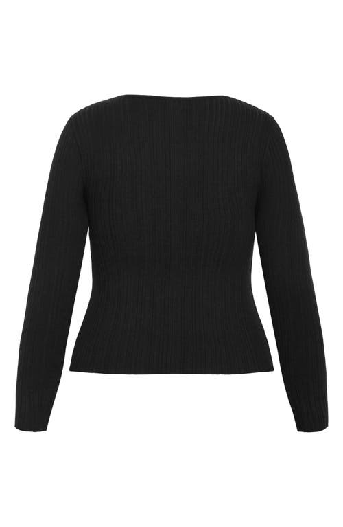 City Chic Tessa Cutout Rib Sweater In Black