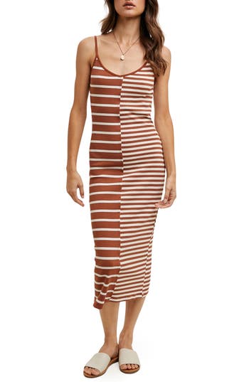 Wishlist Multi Stripe Knit Midi Dress In Brown