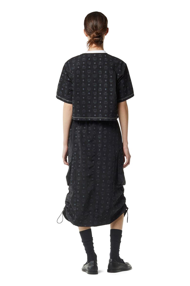 Laurel Cropped T-Shirt in Organic Cotton and Monogram ECONYL, Alternate, color, Black And White