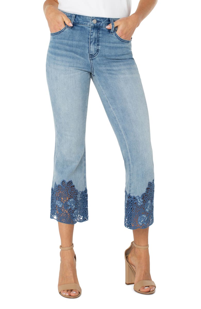 Liverpool Los Angeles Hannah Crochet Hem Crop Flare Jeans, Alternate, color, 