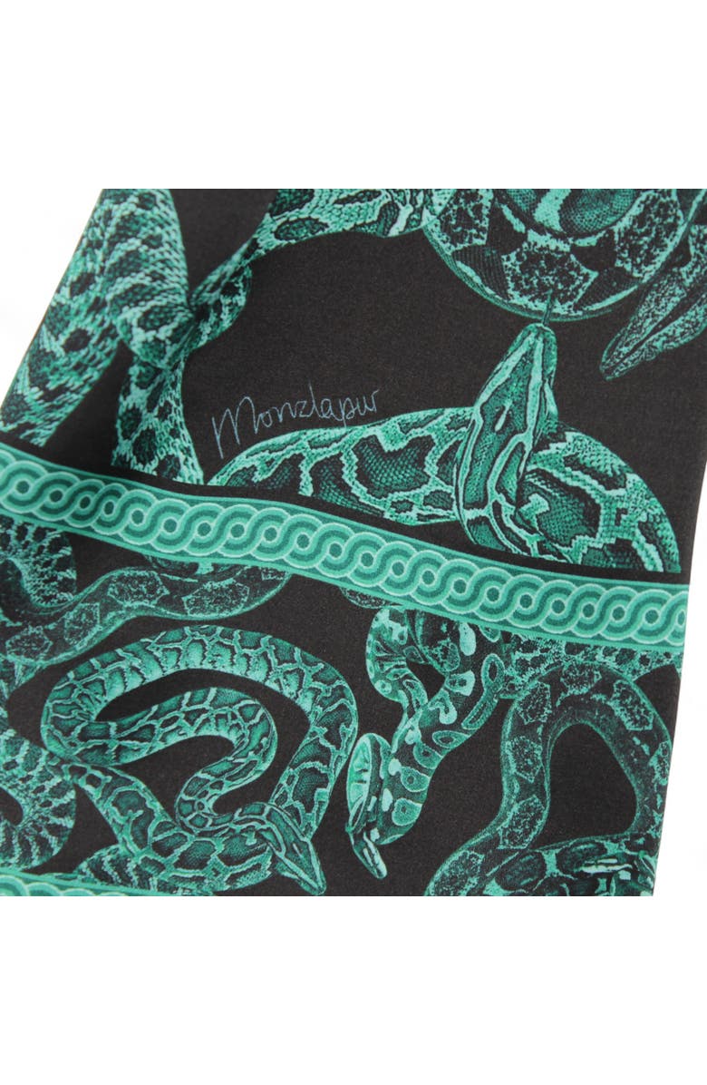 Monzlapur Silk Serpent Noir Scarf, Alternate, color, Forest Green