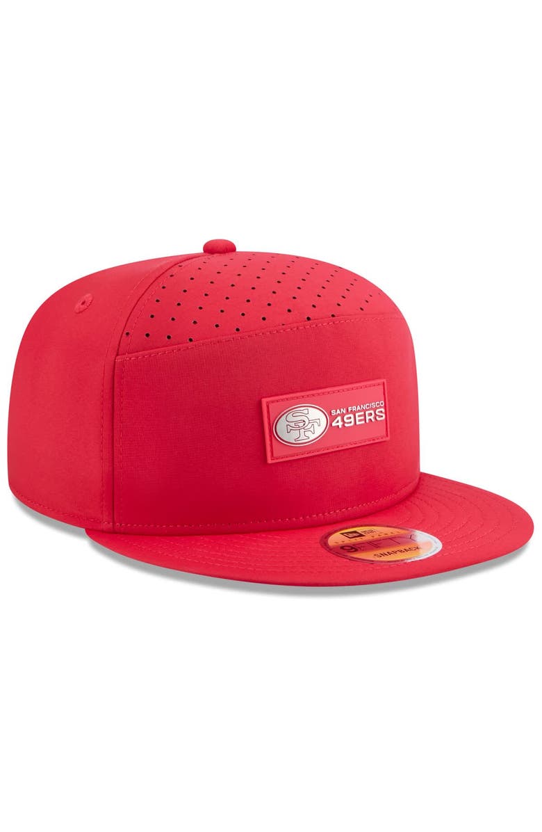 New Era Men's New Era Scarlet San Francisco 49ers 2025 Sideline Throwback Split Panel 9FIFTY Snapback Hat, Alternate, color, 