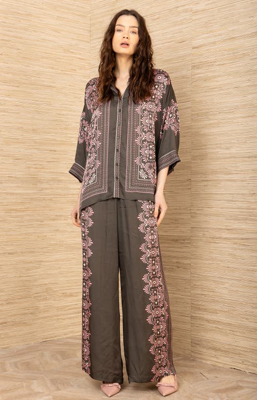 Hale Bob Zaria Charmeuse Top In Brown