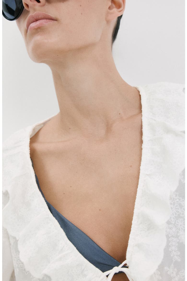Ruffle Stitch Top, Alternate, color, OFF WHITE