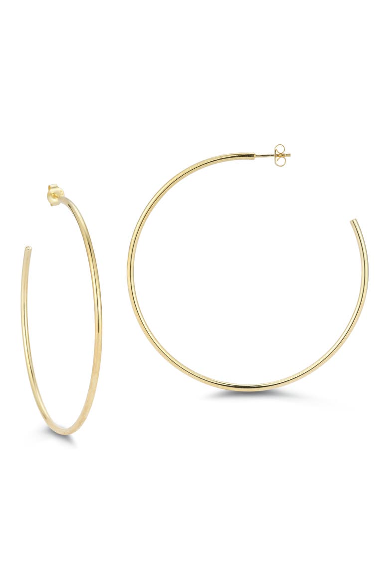 14K Gold Plated Sterling Silver Hoop Earrings, Main, color, GOLD