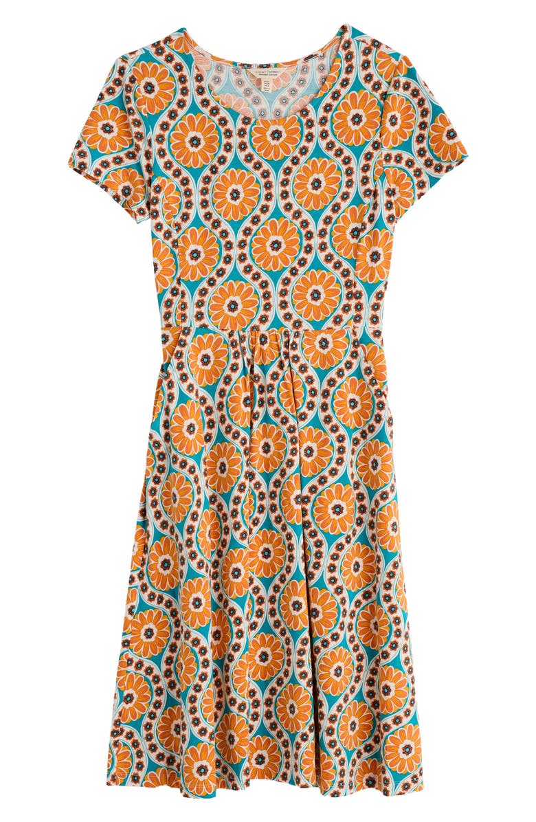 Seasalt Cornwall April Print Stretch Organic Cotton Dress, Alternate, color, Daisy Stamp Azurite