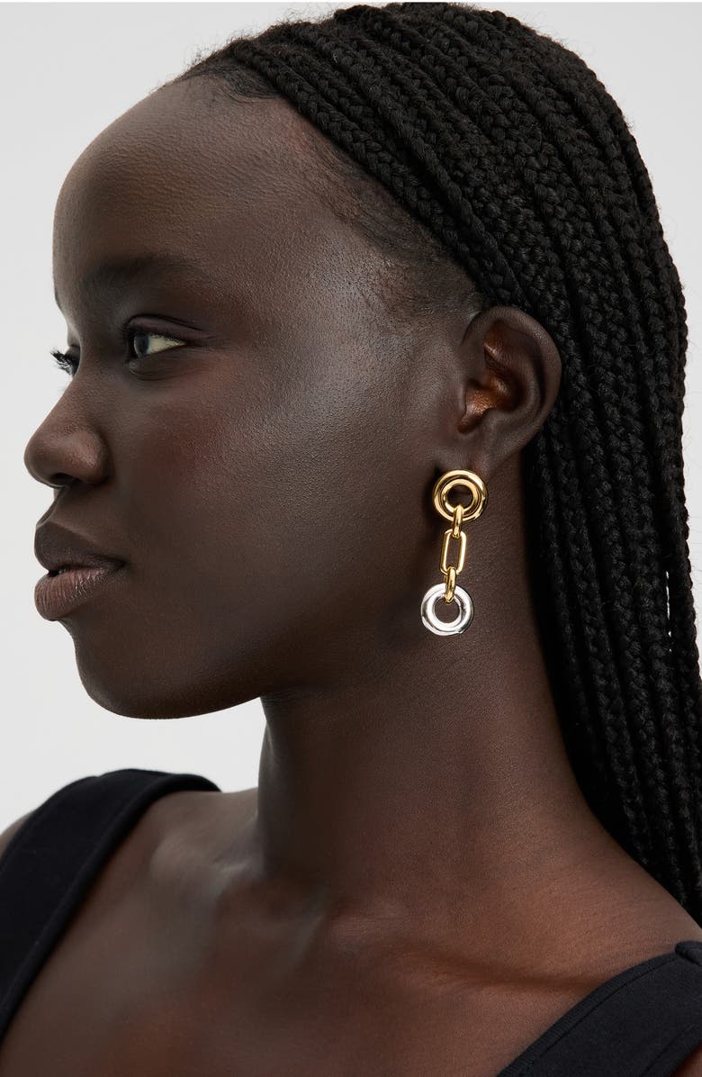 Kate Spade New York mixed metallic linear drop earrings, Alternate, color, Silver Gold