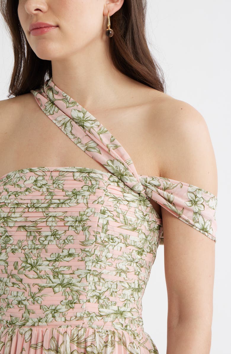 Chelsea28 Pleated One-Shoulder Maxi Dress, Alternate, color, Pink Green Emma Floral