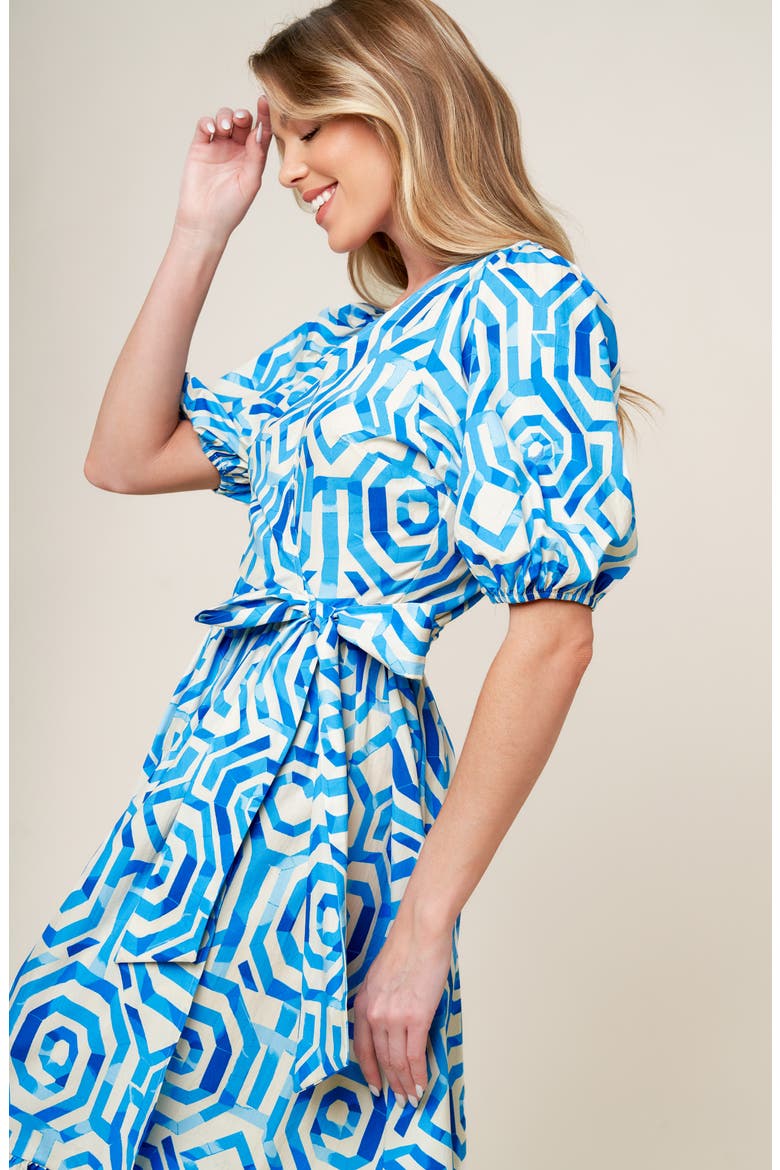 Print Woven Wrap Dress, Alternate, color, OFF WHITE/ BLUE