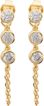 ATHRA LUXE Cubic Zirconia Draped Chain Front/Back Earrings