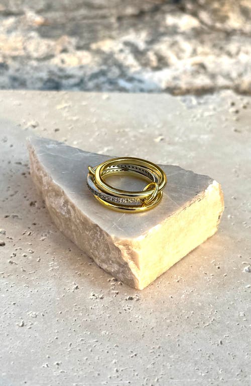 Adornia 14k Gold And Silver Plated Connected 3-piece Ring Stack In Multi