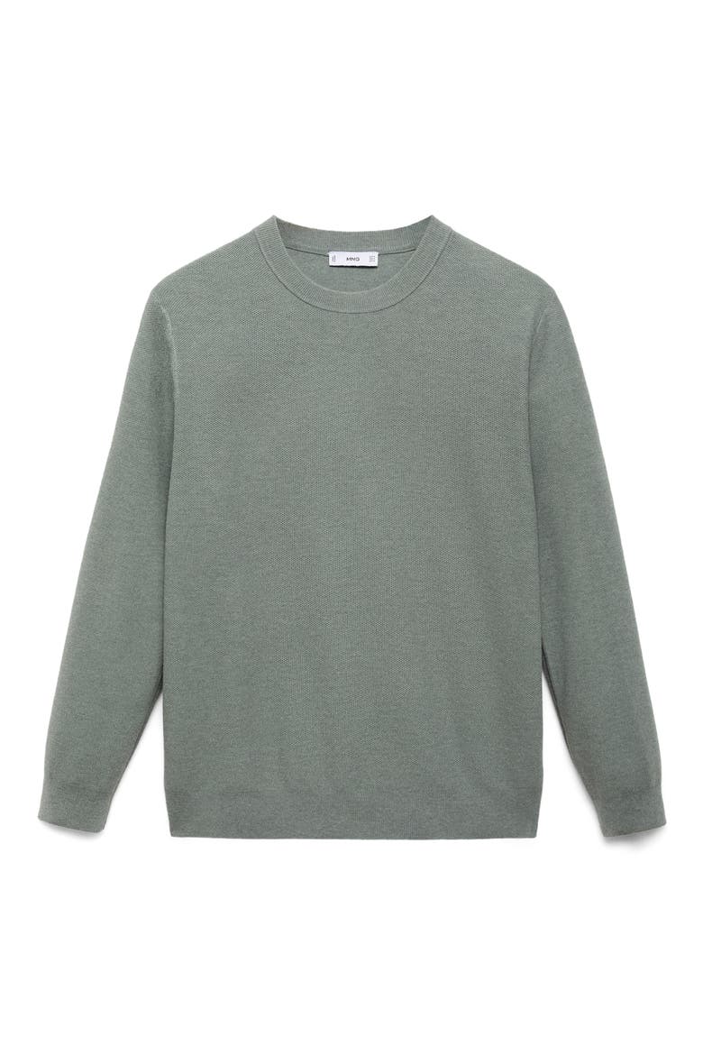Crewneck Piqué Sweater, Alternate, color, FOREST GREEN