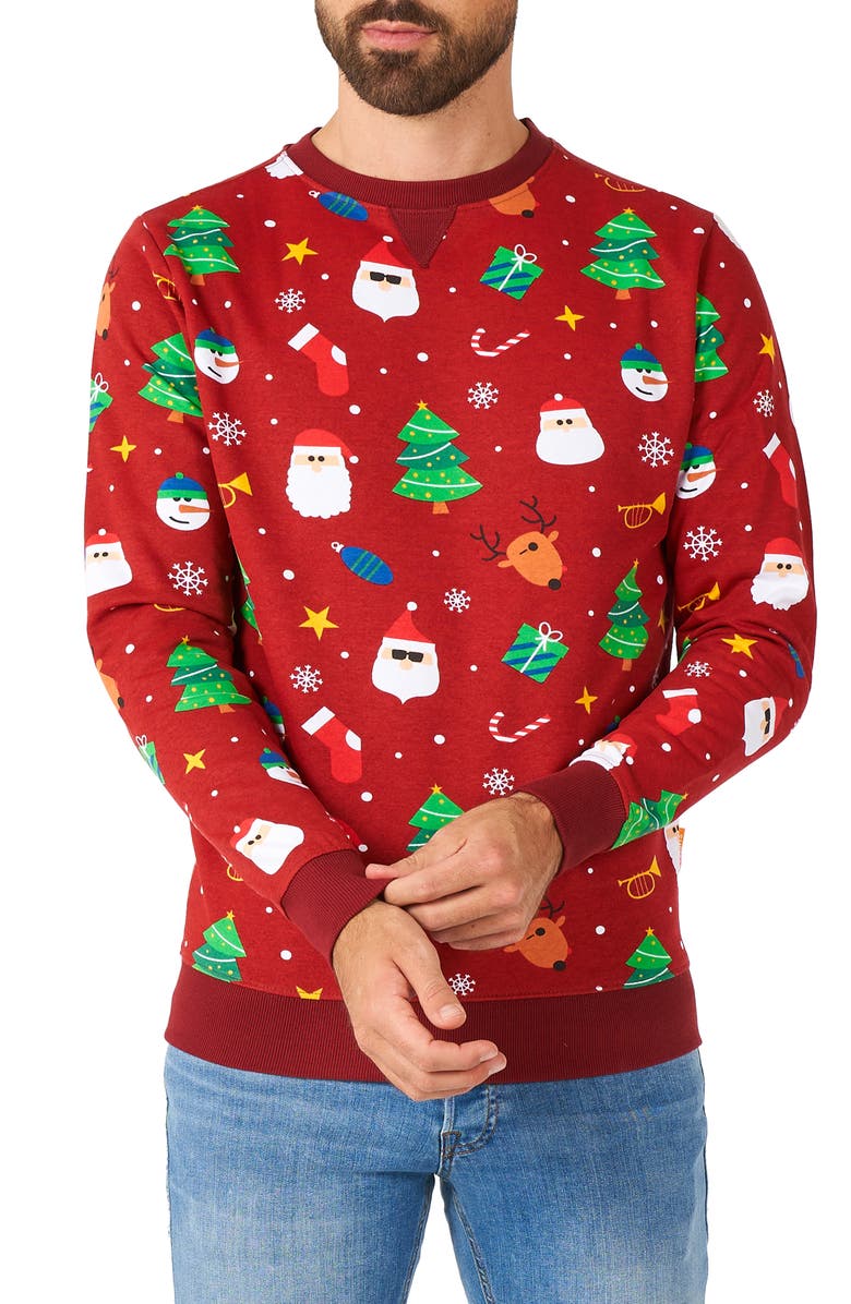 OppoSuits X-Mas Festivity Long Sleeve Sweater, Main, color, Red