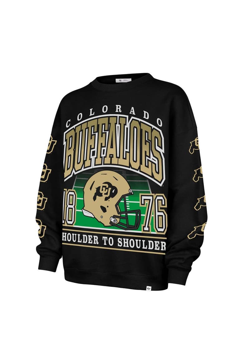 Women's '47 Black Colorado Buffaloes Go Big Oversized Pullover Sweatshirt, Alternate, color, Black