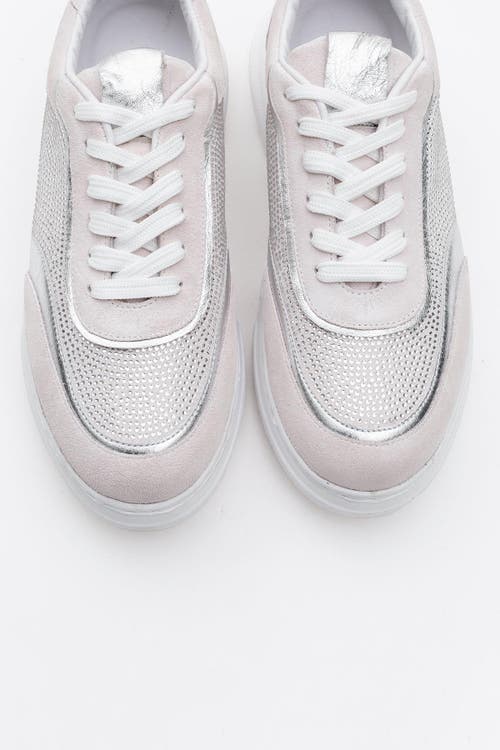 Forever & Always Shoes Polly Rhinestone Suede Leather Platform Sneakers In Pink Suede Leather