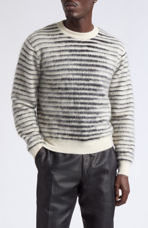 Brushed Striped Mohair Sweater