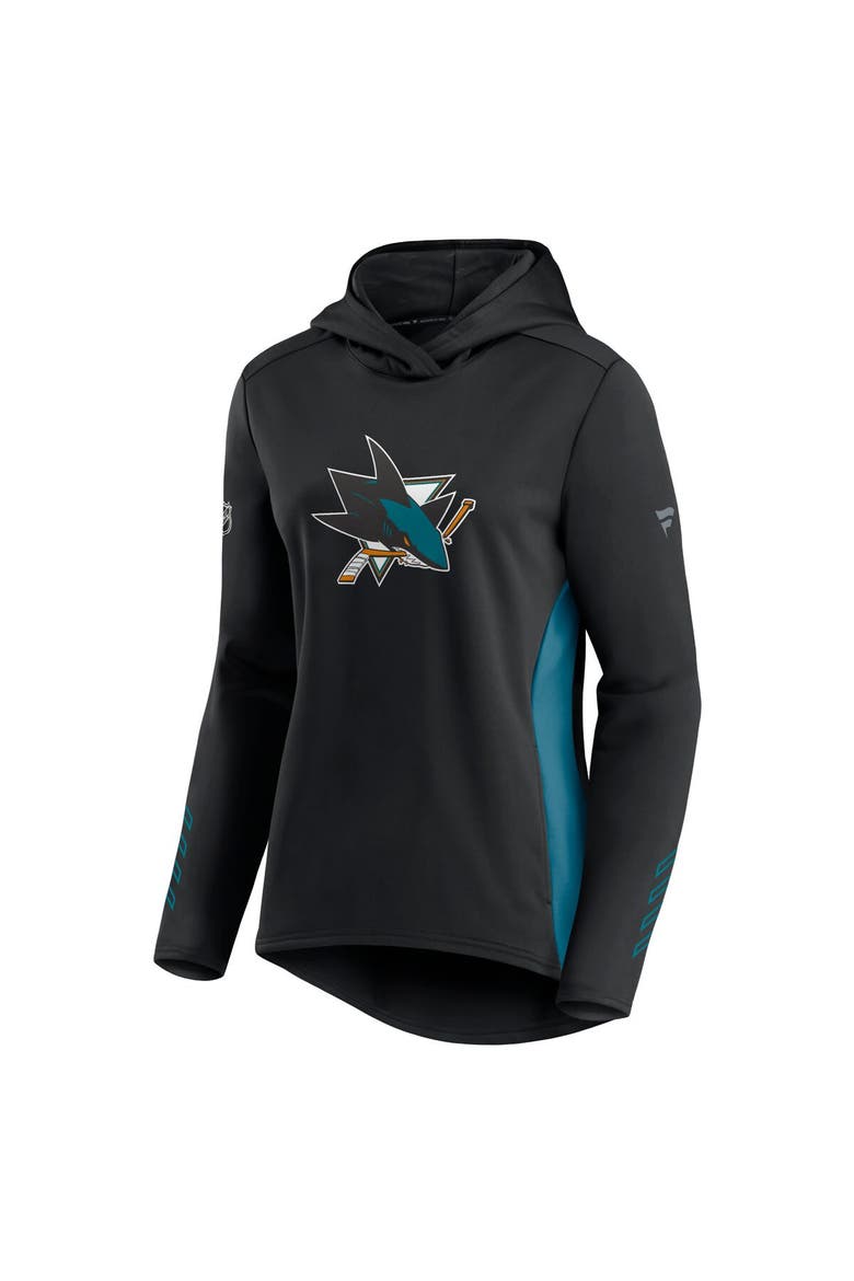 Women's Fanatics Branded Black/Teal San Jose Sharks Authentic Pro Locker Room Pullover Hoodie, Alternate, color, Black