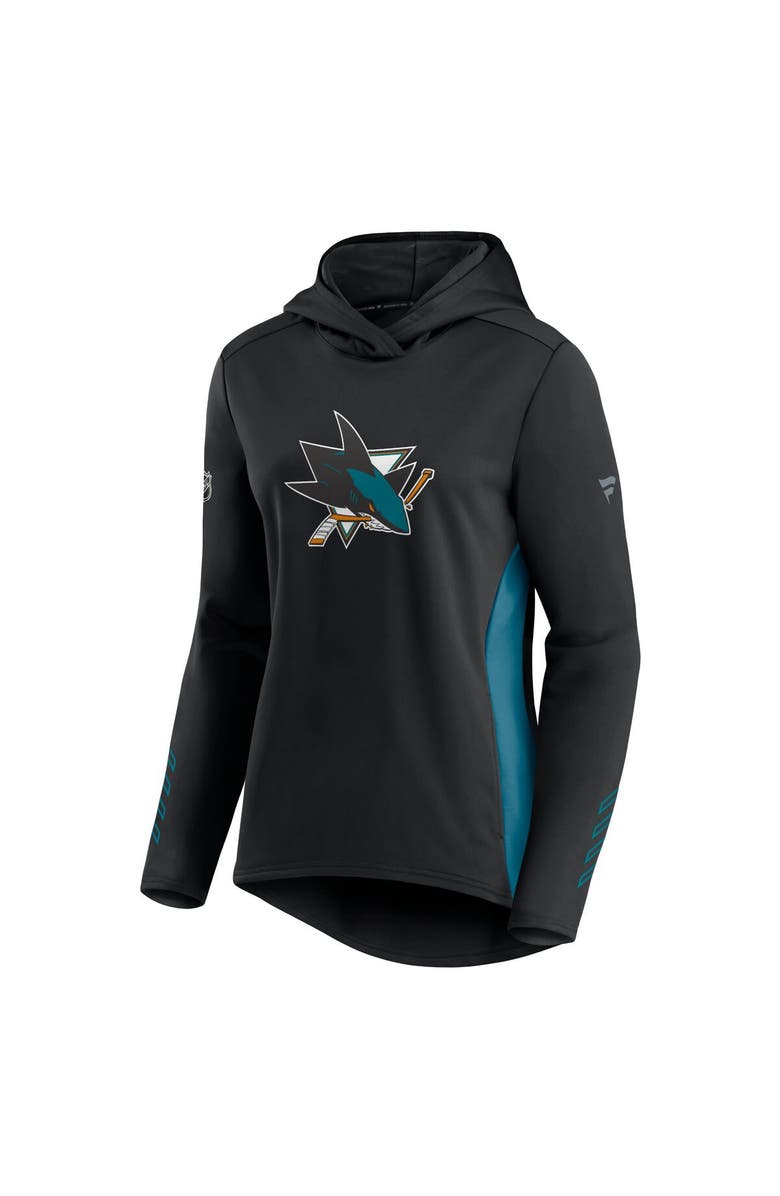 FANATICS Women's Fanatics Branded Black/Teal San Jose Sharks Authentic Pro Locker Room Pullover Hoodie, Alternate, color, Black
