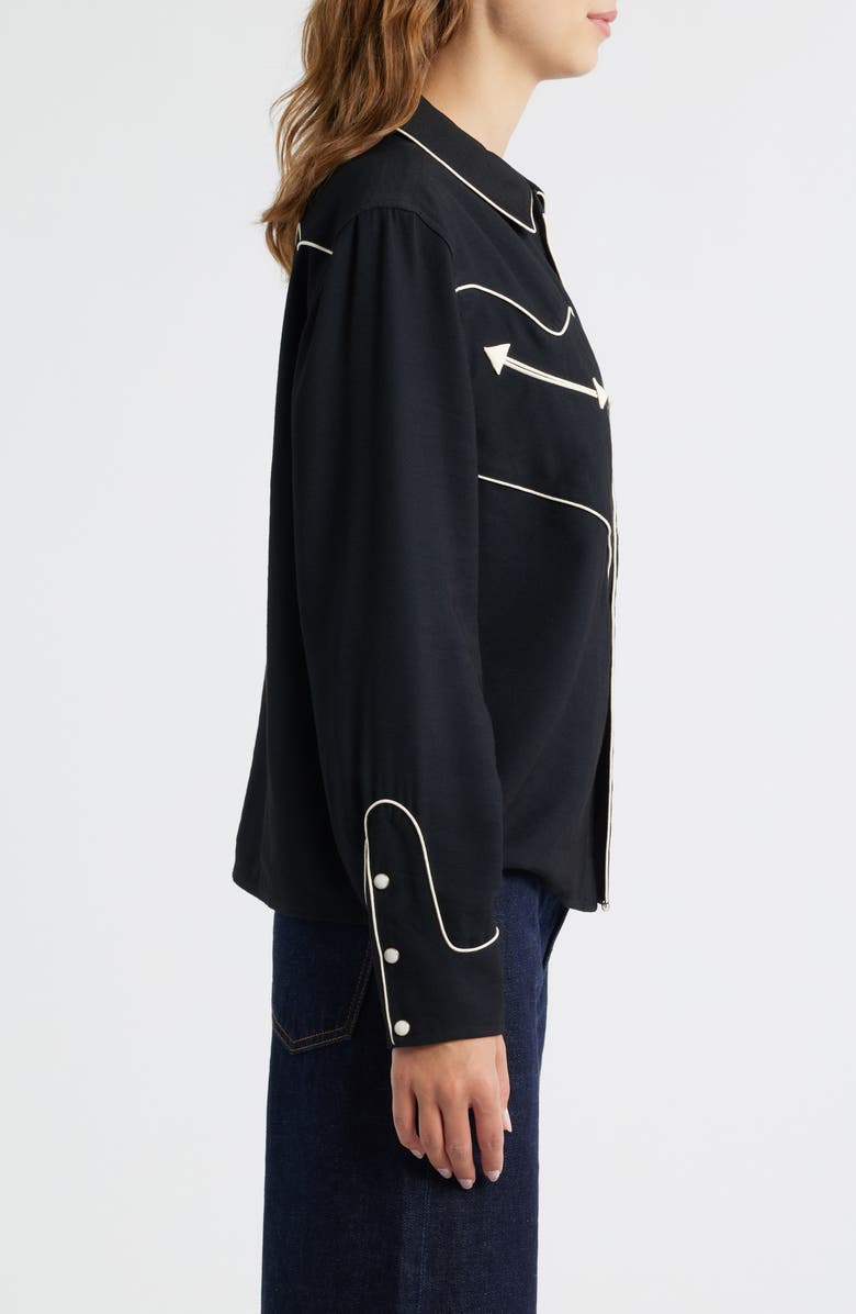 THE GREAT. The Western Shirt, Alternate, color, Black W/ Cream